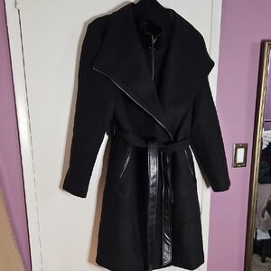 Noize Black Trench Coat with Zipper Detail